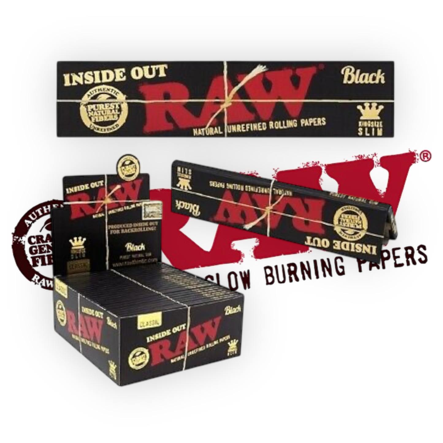 (Full Box) Raw Black Inside Out king Size papers