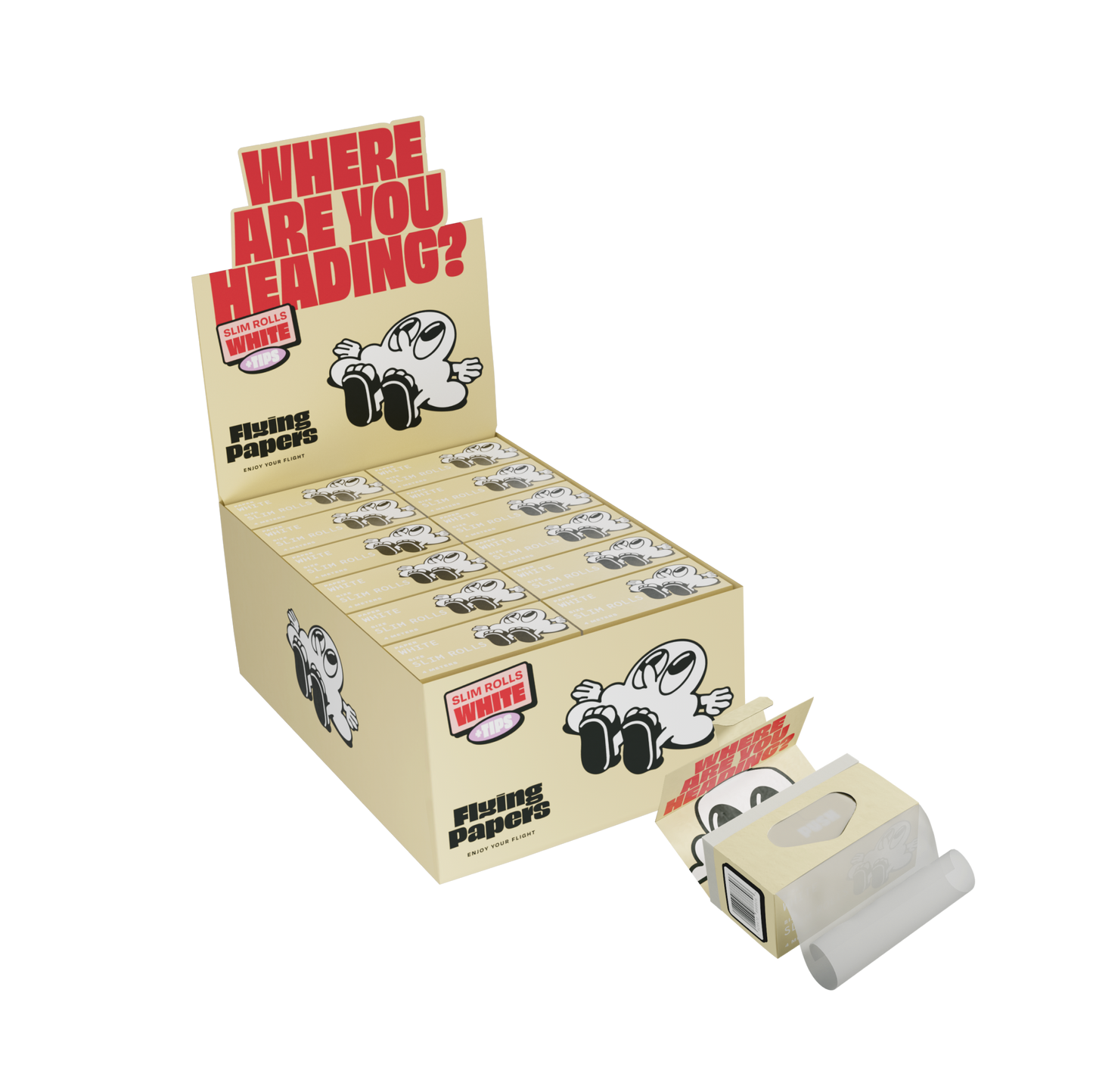 Flying Papers - White Slim Roll Papers With Tips