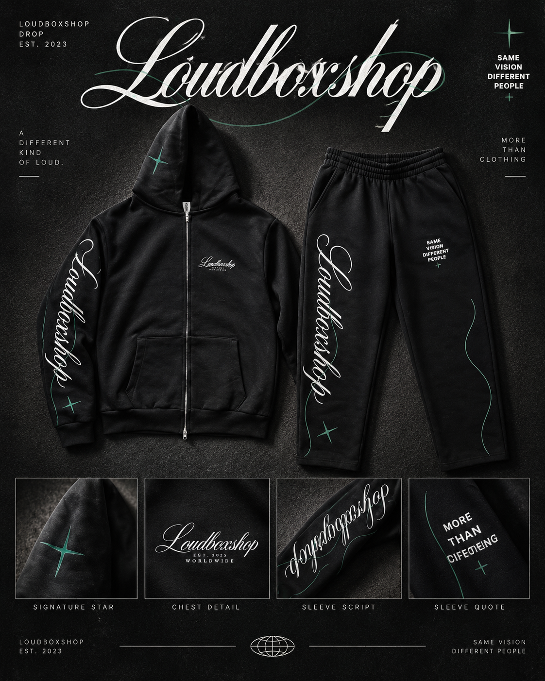 LoudBoxShop Heavy Black Tracksuit