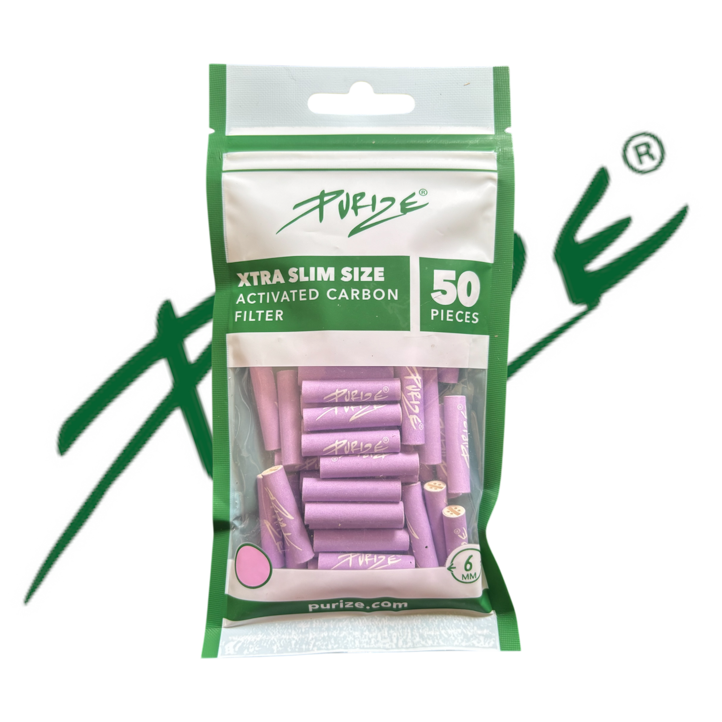 PURIZE® XTRA Slim Activated Carbon Filter Tips – Purple Edition (50 pcs)