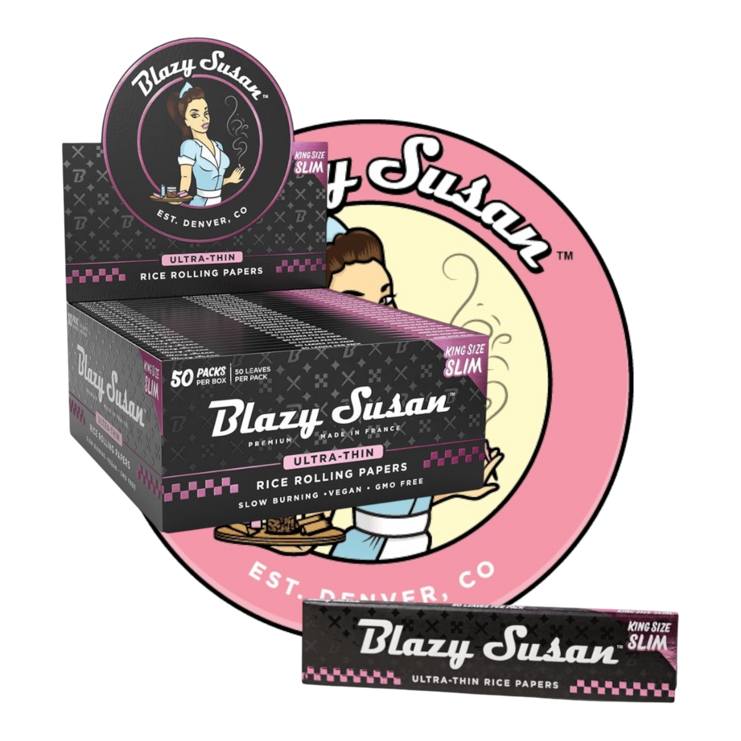 Blazy Susan Black Ultra Thin King Size Slim Rolling Papers.