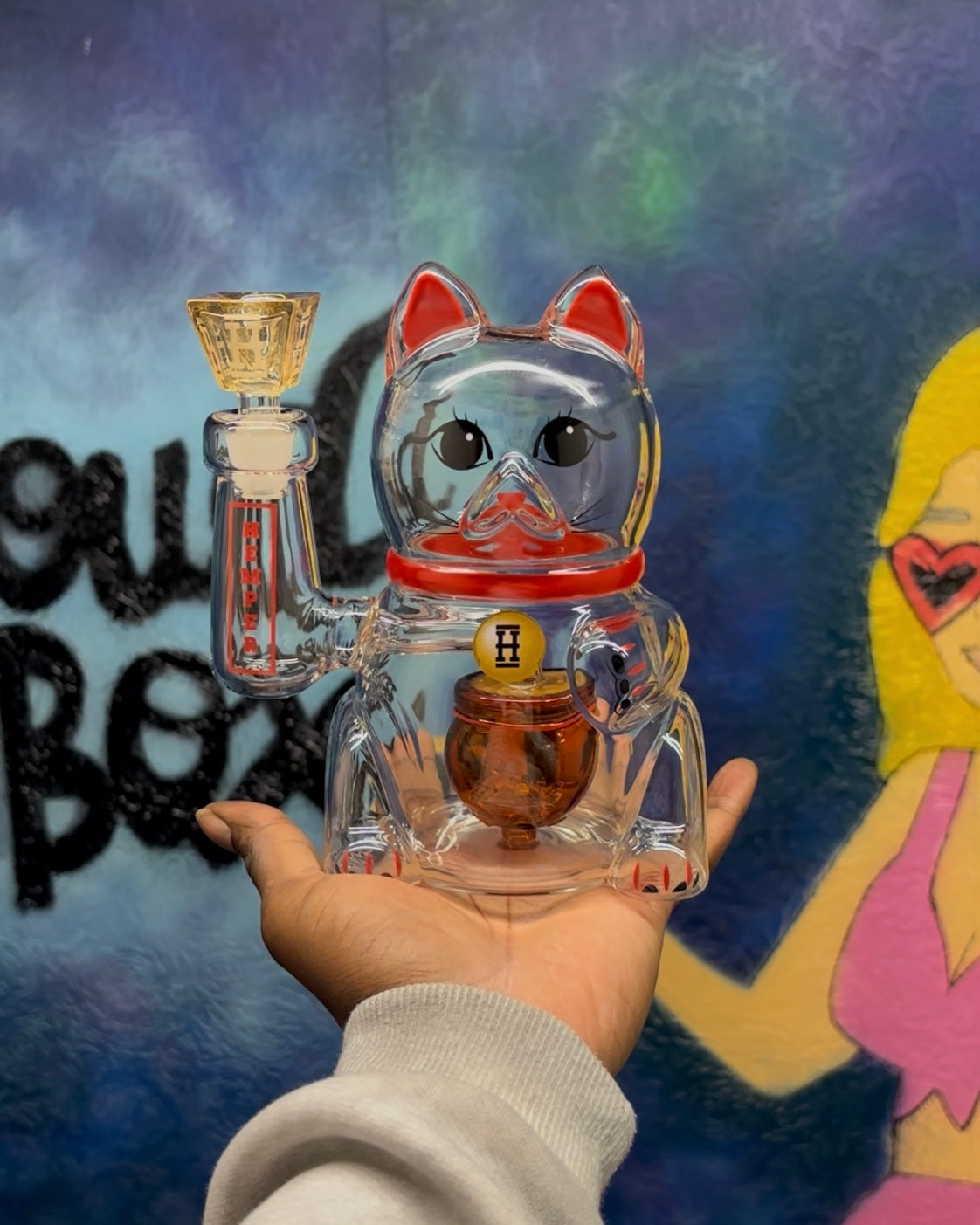 HEMPER LUCKY CAT CHINESE CAT XL Glass Bong