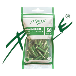 PURIZE® XTRA Slim Activated Carbon Filter Tips – Green Edition (50 pcs)