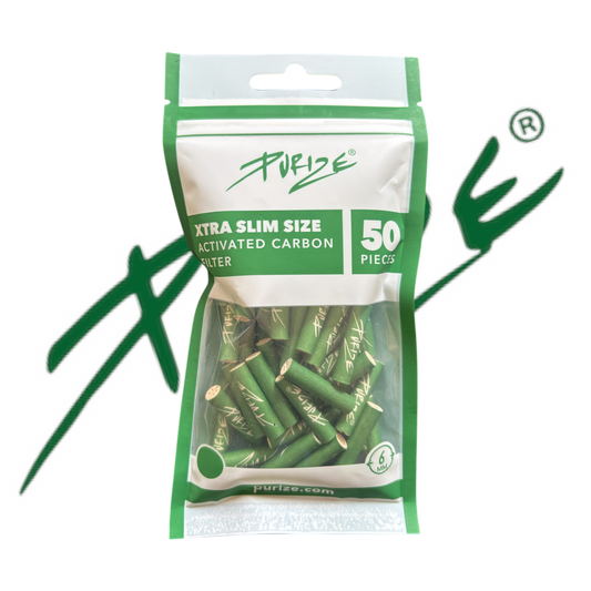 PURIZE® XTRA Slim Activated Carbon Filter Tips – Green Edition (50 pcs)