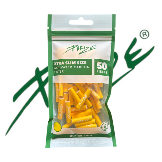 PURIZE® XTRA Slim Activated Carbon Filter Tips – Yellow Edition (50 pcs)