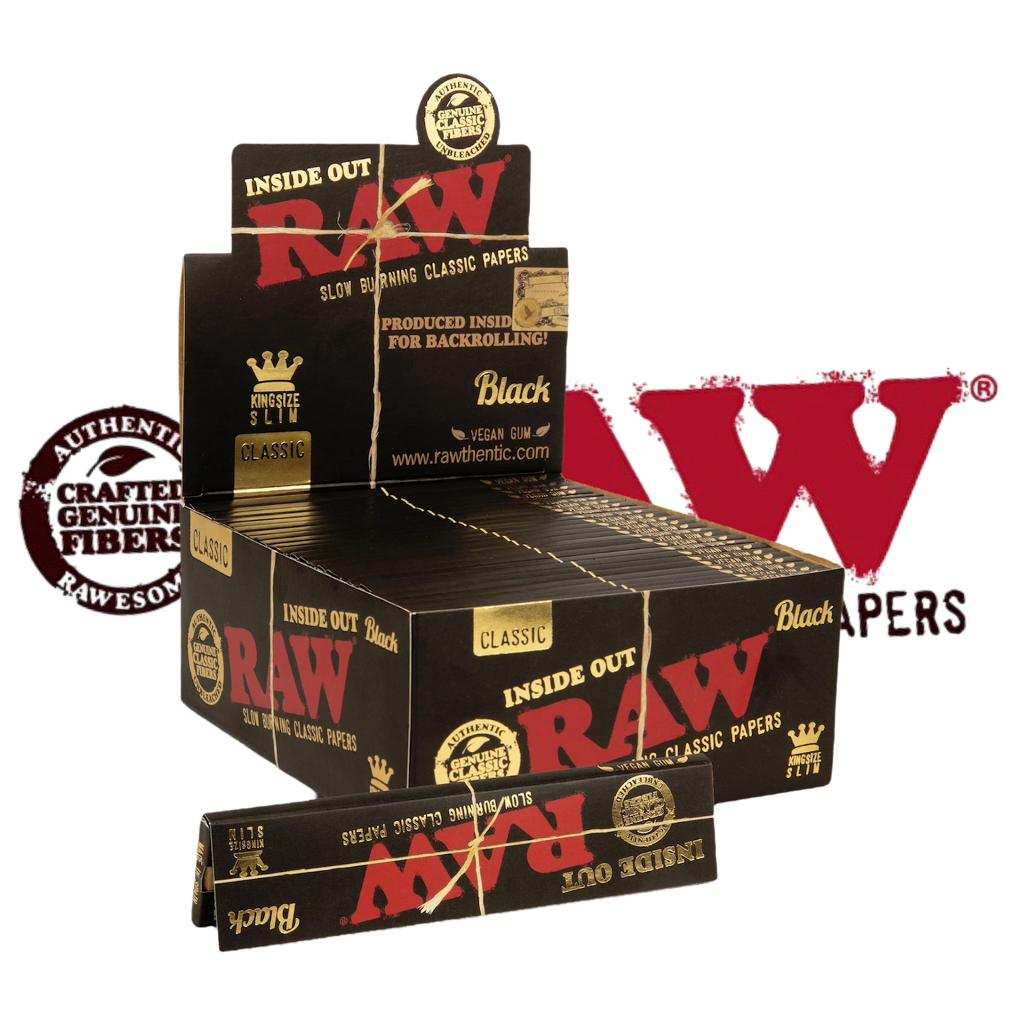 (Full Box) Raw Black Inside Out king Size papers