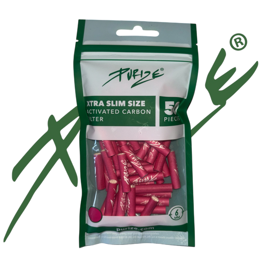 PURIZE® XTRA Slim Activated Carbon Filter Tips – Pink Edition (50 pcs)