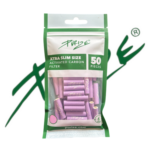 PURIZE® XTRA Slim Activated Carbon Filter Tips – Purple Edition (50 pcs)
