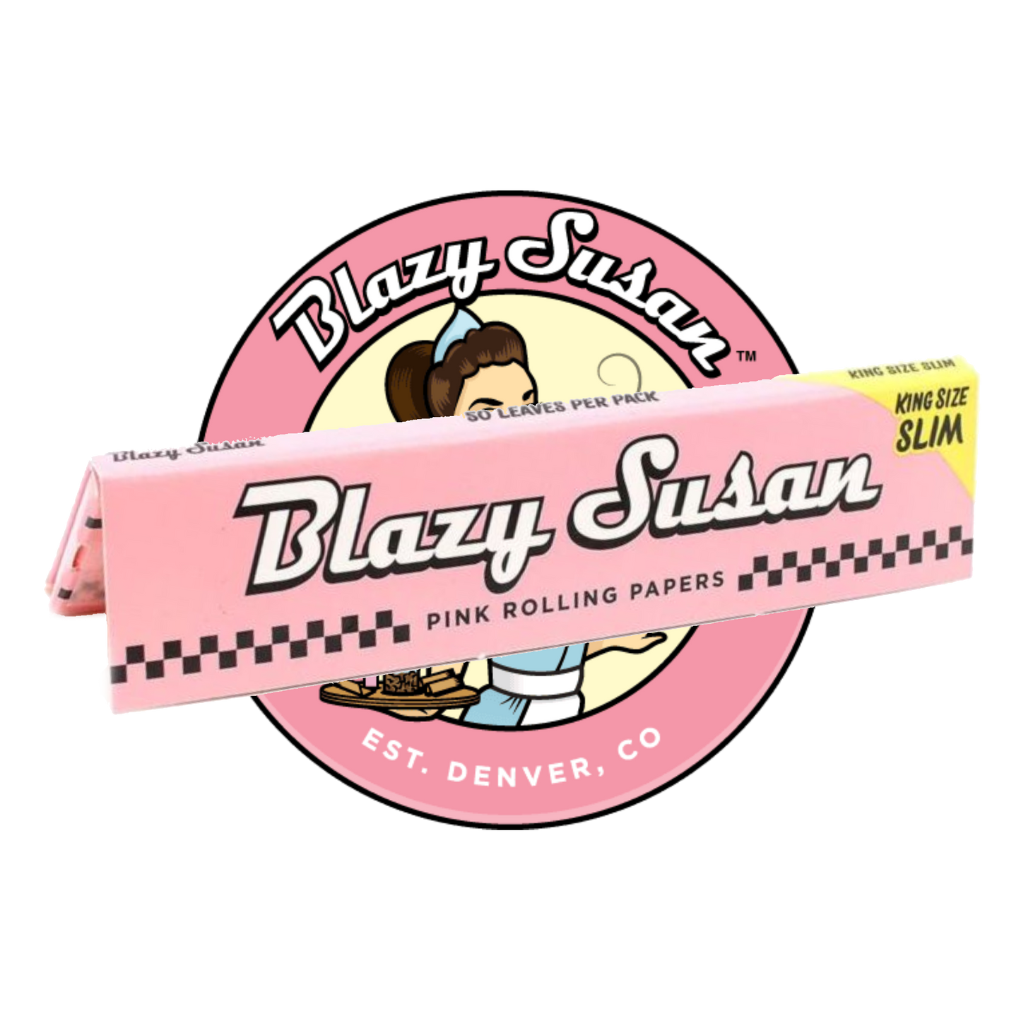 "Blazy Susan pink king size rolling papers – stylish slow-burning papers"