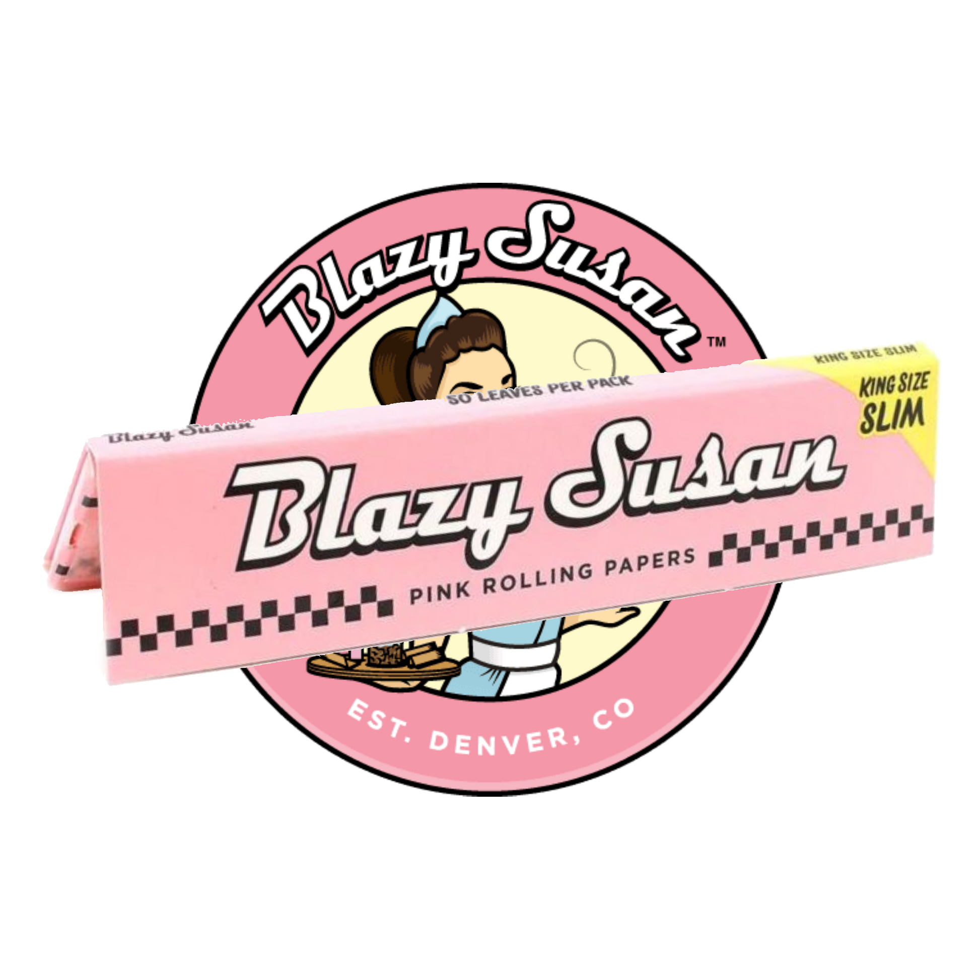 "Blazy Susan pink king size rolling papers – stylish slow-burning papers"