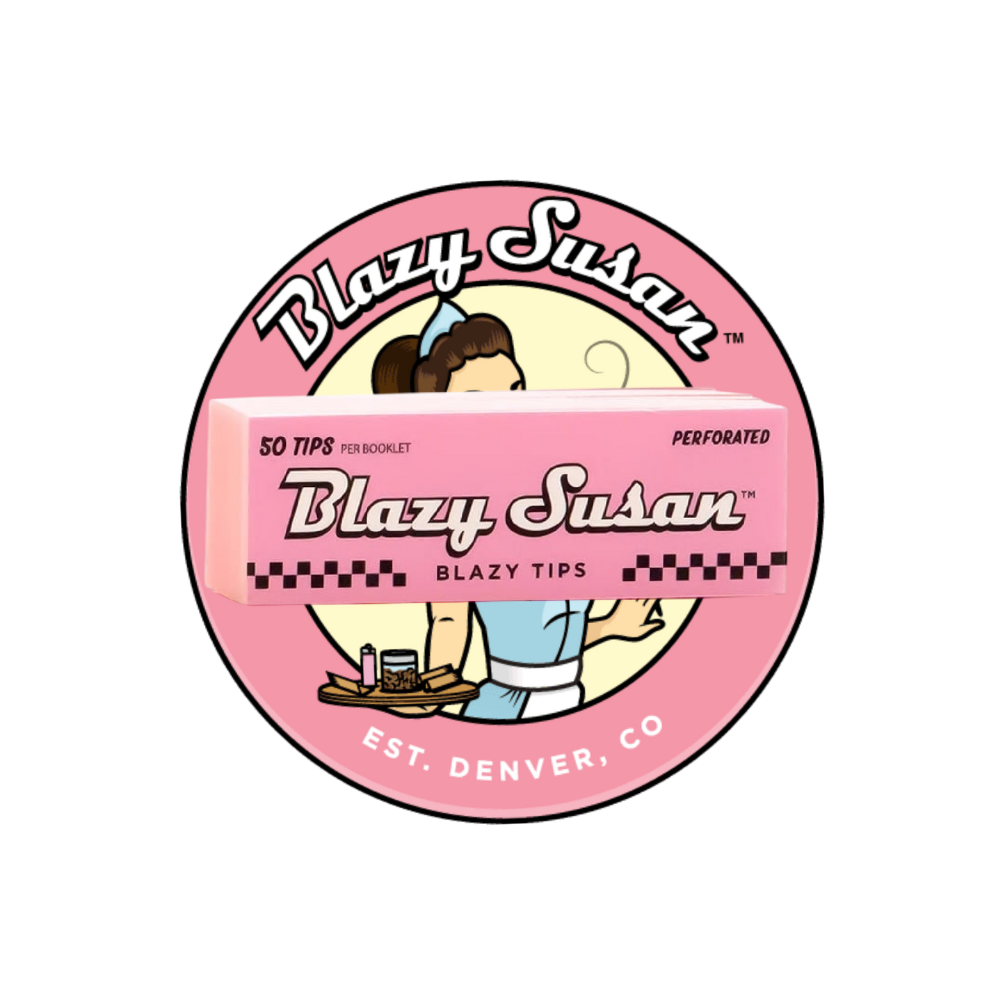 "Blazy Susan pink rolling tip booklet – pre-cut filters for rolling papers"