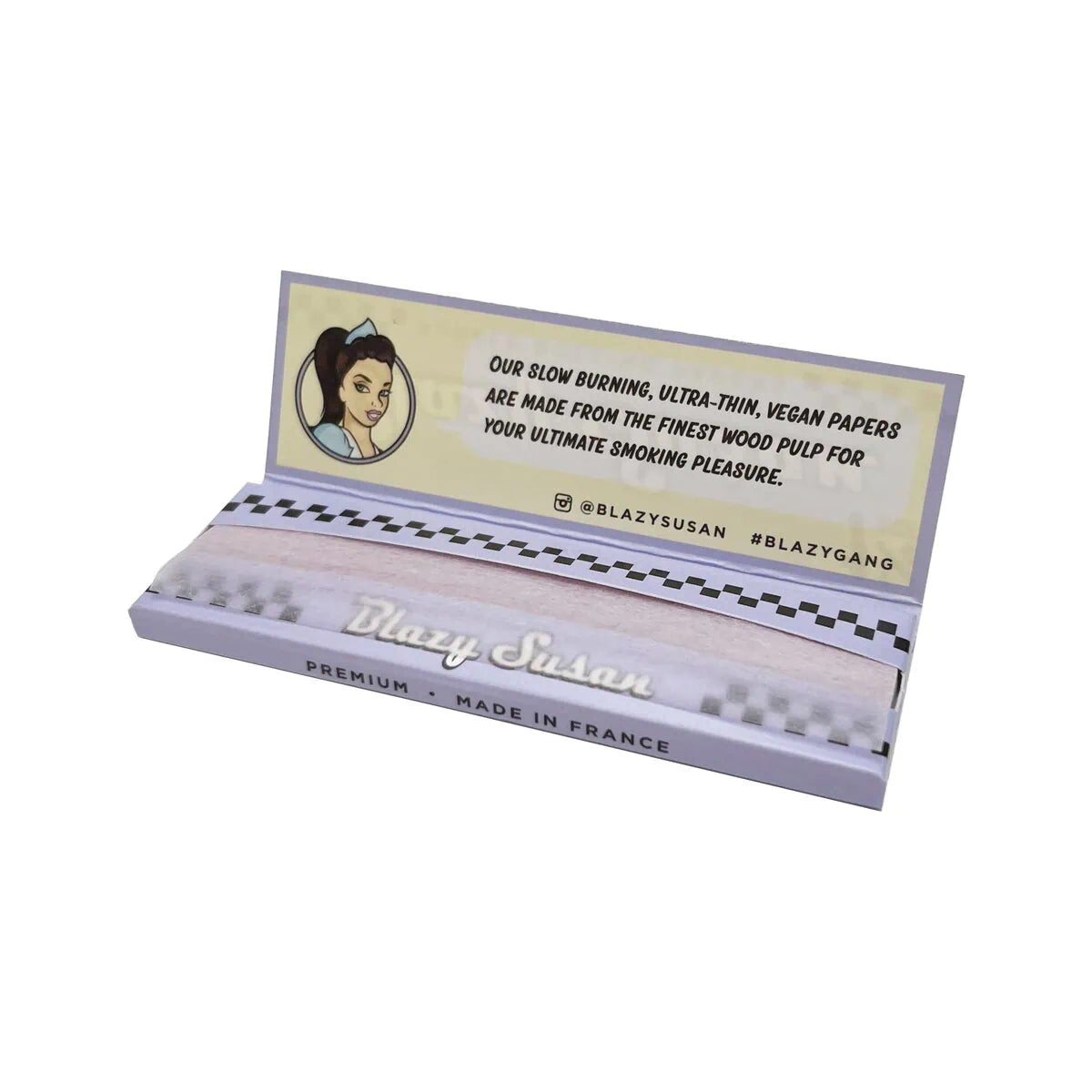 "Blazy Susan purple king size rolling papers – vibrant and smooth burning"