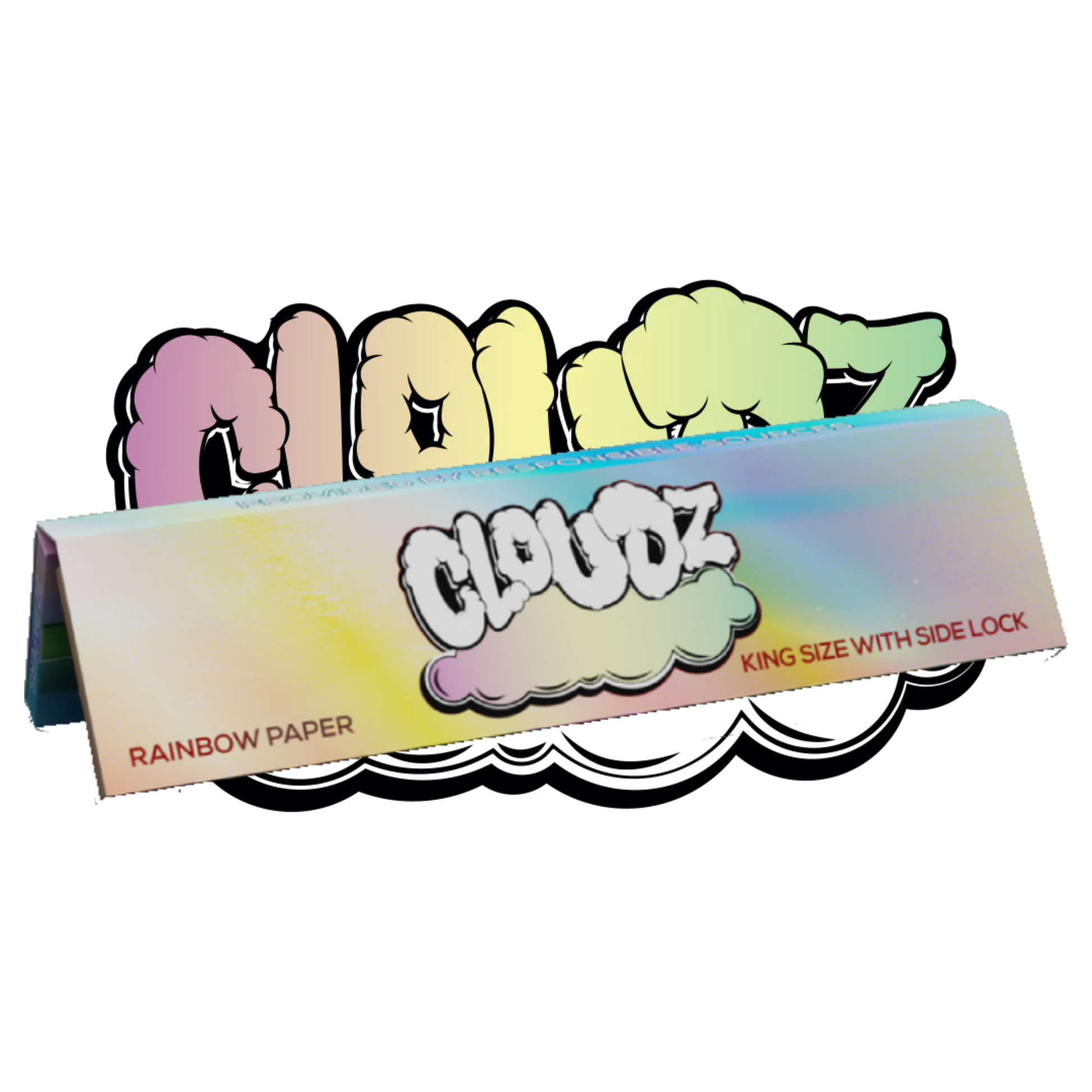 "Cloudz Rainbow rolling papers – vibrant multicolored papers for a fun smoking experience"