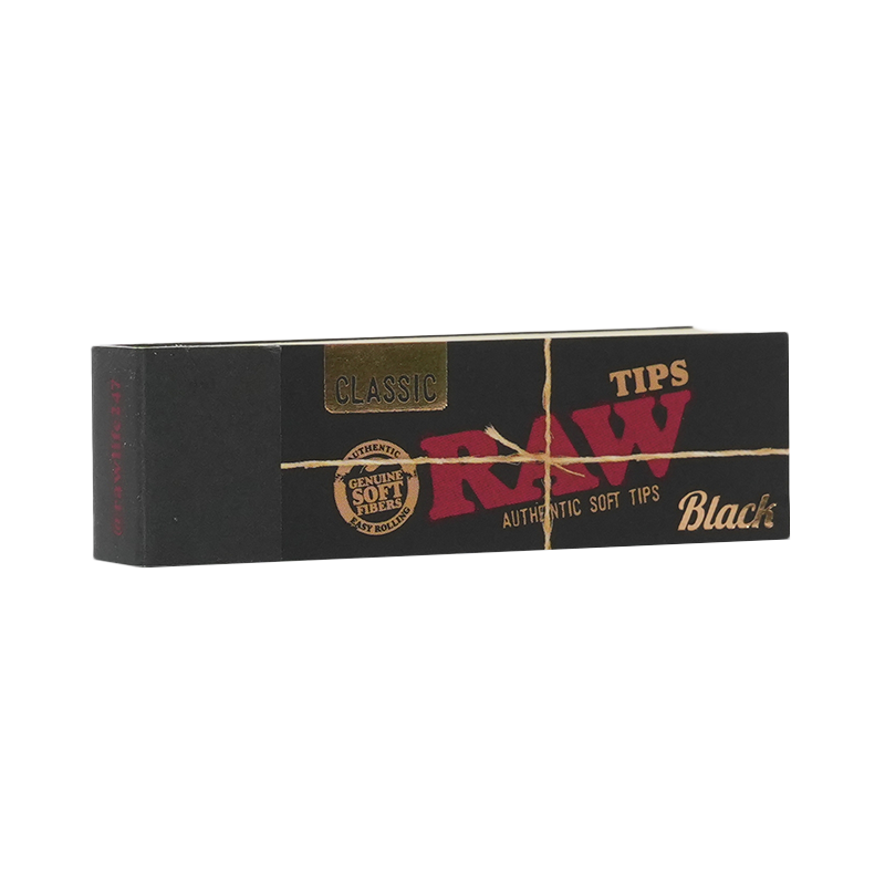 RAW Black Roach Tips – Ultra-Thin Perforated Tip Booklet (50 Tips)